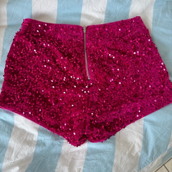 Sparkling Pink Sequin Shorts - Picture 2 of 2